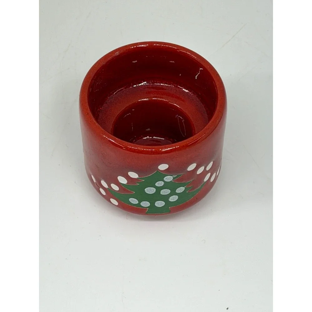 VTG Waechtersbach Christmas Tree Candle Holder Red‎ Ceramic Spain Holiday Decor